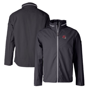 Men's Cutter & Buck  Black Kansas City Chiefs Helmet Vapor Water Repellent Stretch Full-Zip Rain Jacket