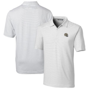 Men's Cutter & Buck  White New Orleans Saints Helmet Forge Pencil Stripe Stretch Polo