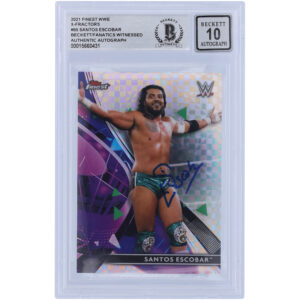 Santos Escobar WWE Autographed 2021 Topps Finest X-Factors #95 Beckett Fanatics Witnessed Authenticated 10 Card