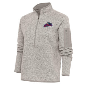 Women's Antigua  Oatmeal Scranton Wilkes-Barre RailRiders Fortune Half-Zip Pullover Jacket
