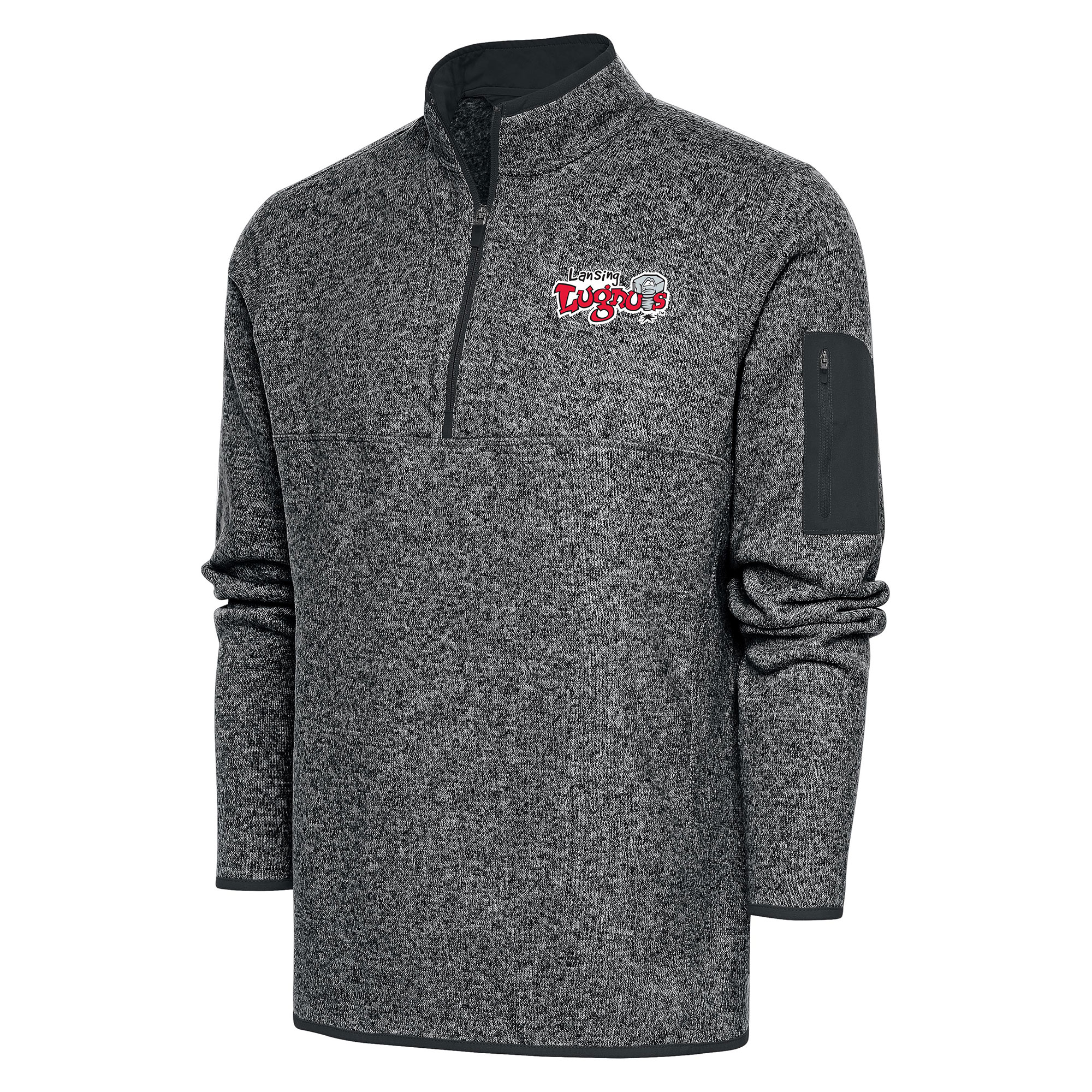 Men's Antigua Heather Gray Lansing Lugnuts Big & Tall Fortune Quarter-Zip Pullover Jacket