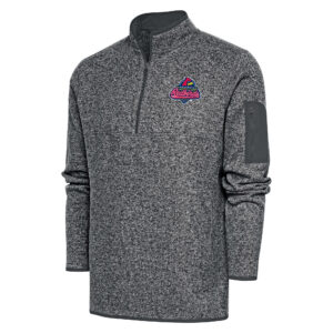 Men's Antigua  Heather Charcoal Memphis Redbirds Fortune Quarter-Zip Pullover Jacket