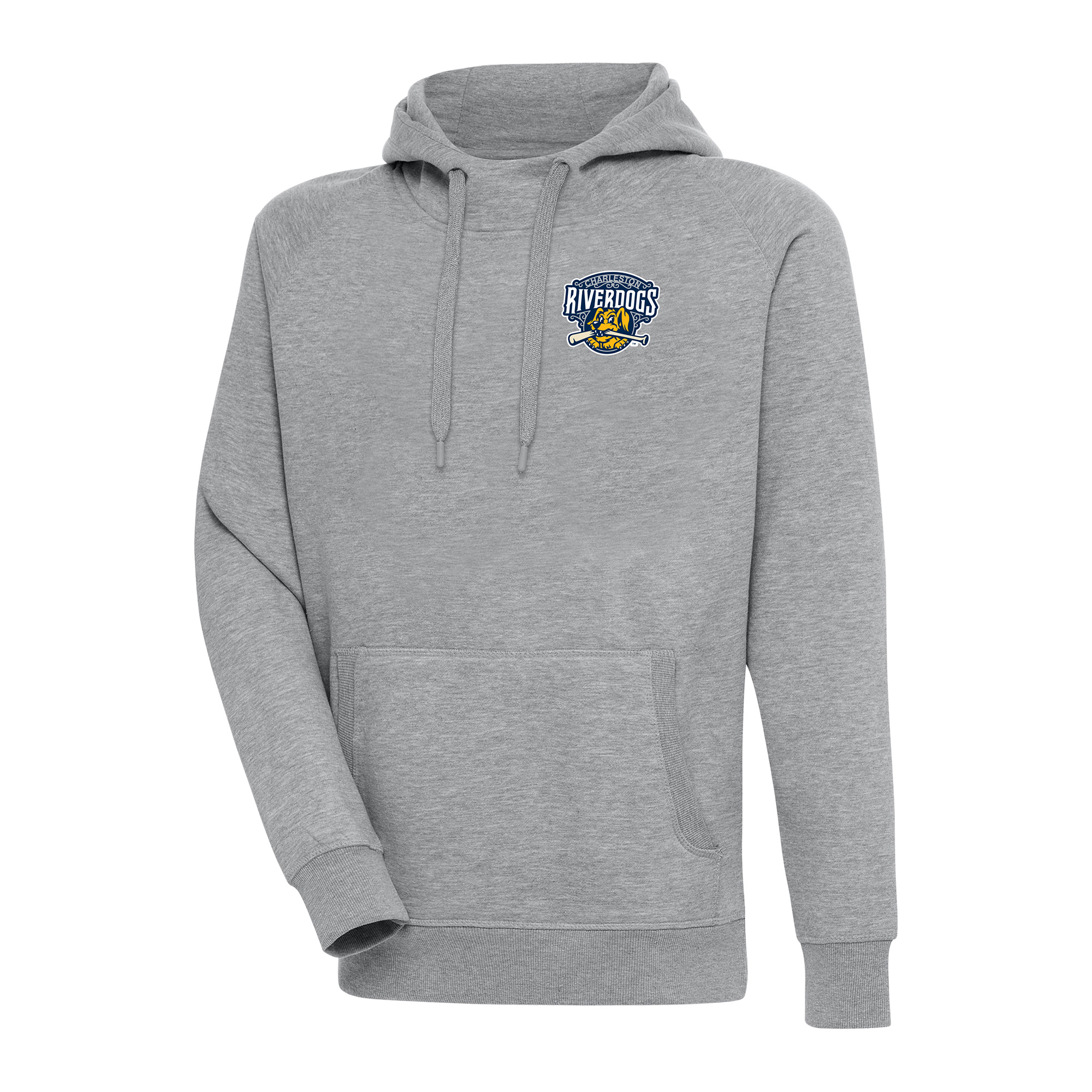 Men's Antigua Heather Gray Charleston RiverDogs Victory Pullover Hoodie