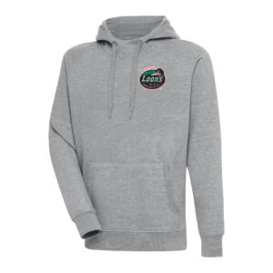 Men's Antigua  Heather Gray Great Lakes Loons Victory Pullover Hoodie