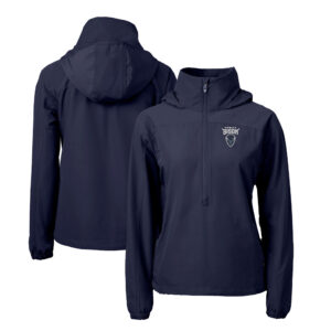 Women's Cutter & Buck  Navy Howard Bison Charter Eco Recycled Half-Zip Anorak Jacket