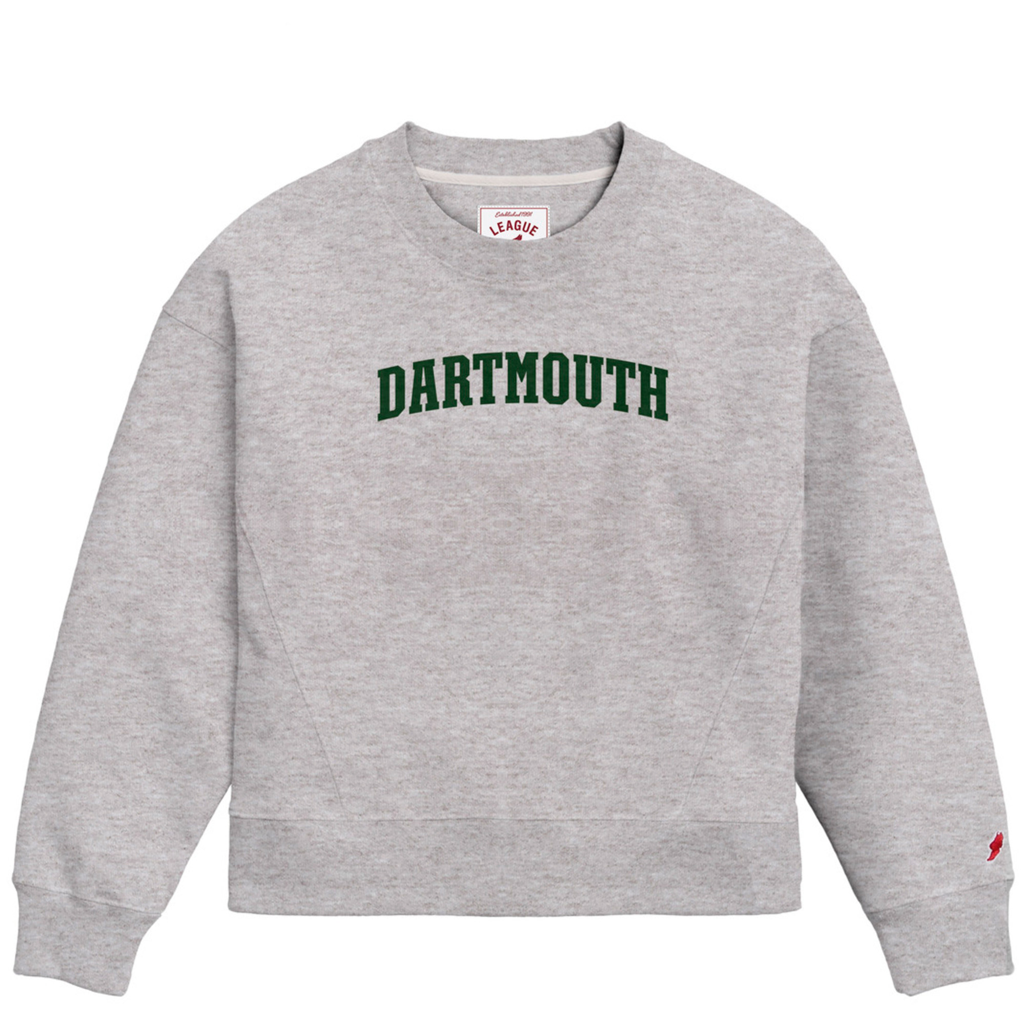 Women's League Collegiate Wear Ash Dartmouth Big Green 1636 Boxy Pullover Sweatshirt
