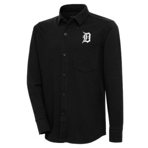 Men's Antigua  Black Detroit Tigers Steamer Button-Up Shacket