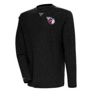Men's Antigua  Black Cleveland Guardians Flier Bunker Pullover Sweatshirt
