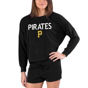 Women's Concepts Sport  Black Pittsburgh Pirates Gather Long Sleeve Top & Shorts Set