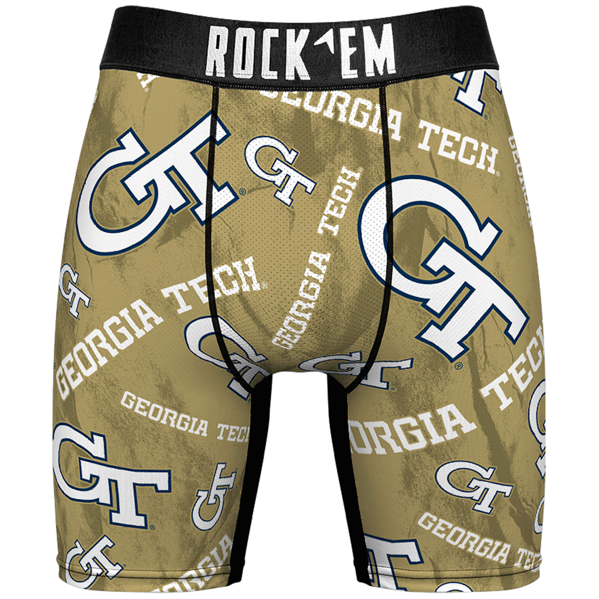 Men's Rock Em Socks Georgia Tech Yellow Jackets All-Over Underwear and Crew Socks Combo Pack - Image 6
