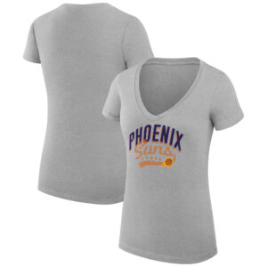 Women's G-III 4Her by Carl Banks Heather Gray Phoenix Suns Filigree Logo V-Neck Fitted T-Shirt