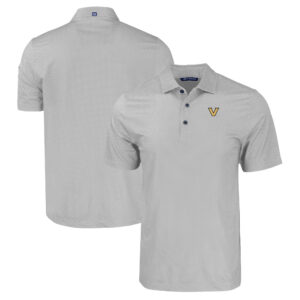 Men's Cutter & Buck Gray Vanderbilt Commodores Pike Eco Tonal Geo Print Stretch Recycled Polo