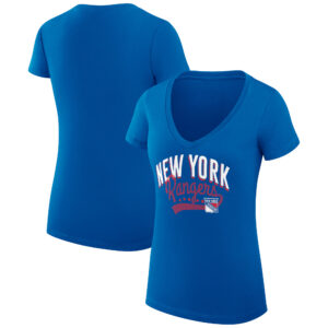 Women's G-III 4Her by Carl Banks Blue New York Rangers Filigree Logo V-Neck Fitted T-Shirt