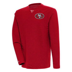 Men's Antigua  Scarlet San Francisco 49ers Flier Bunker Pullover Sweatshirt