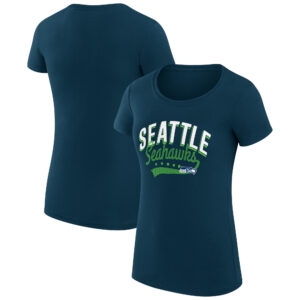 Women's G-III 4Her by Carl Banks Navy Seattle Seahawks Filigree Logo Fitted T-Shirt