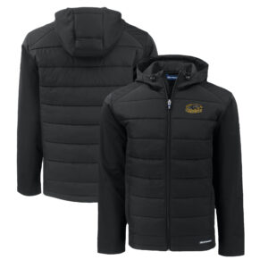 Men's Cutter & Buck  Black Wisconsin-Milwaukee Panthers Big & Tall Evoke Hybrid Eco Softshell Recycled Full-Zip Hoodie