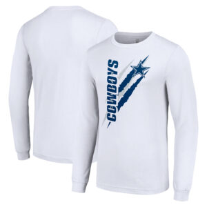 Men's Starter  White Dallas Cowboys Color Scratch Long Sleeve T-Shirt