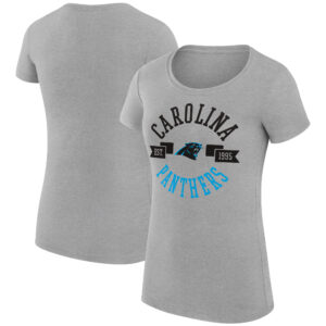 Women's G-III 4Her by Carl Banks Heather Gray Carolina Panthers City Team Graphic Lightweight Fitted Crewneck T-Shirt