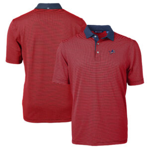 Men's Cutter & Buck Red/Navy Detroit Lions Virtue Eco Pique Micro Stripe Recycled Polo
