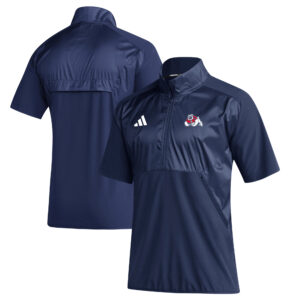 Men's adidas  Navy Fresno State Bulldogs Sideline Quarter-Zip Polo