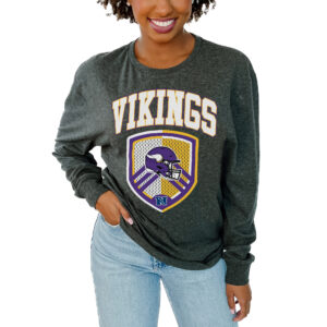 Women's Gameday Couture  Charcoal Minnesota Vikings  Block Long Sleeve T-Shirt