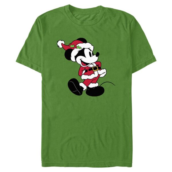 Men's Mad Engine Mickey Mouse Kelly Green Mickey & Friends Santa Claus Graphic T-Shirt