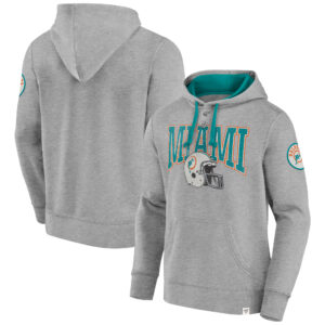 Men's Fanatics  Heather Gray Miami Dolphins Label Maker Pullover Hoodie