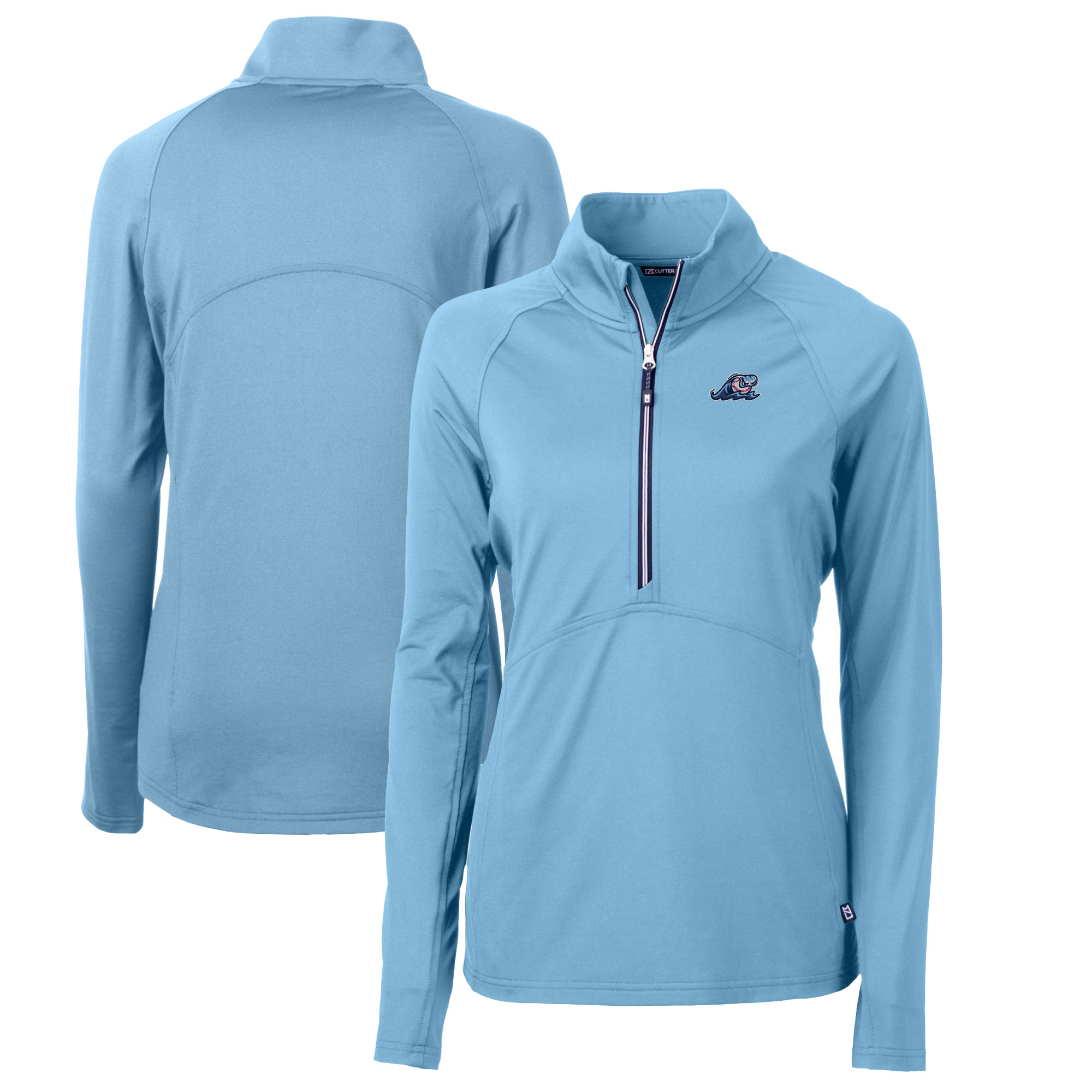 Women's Cutter & Buck Powder Blue West Michigan Whitecaps Adapt Eco Knit Stretch Recycled Half-Zip Top - Image 8