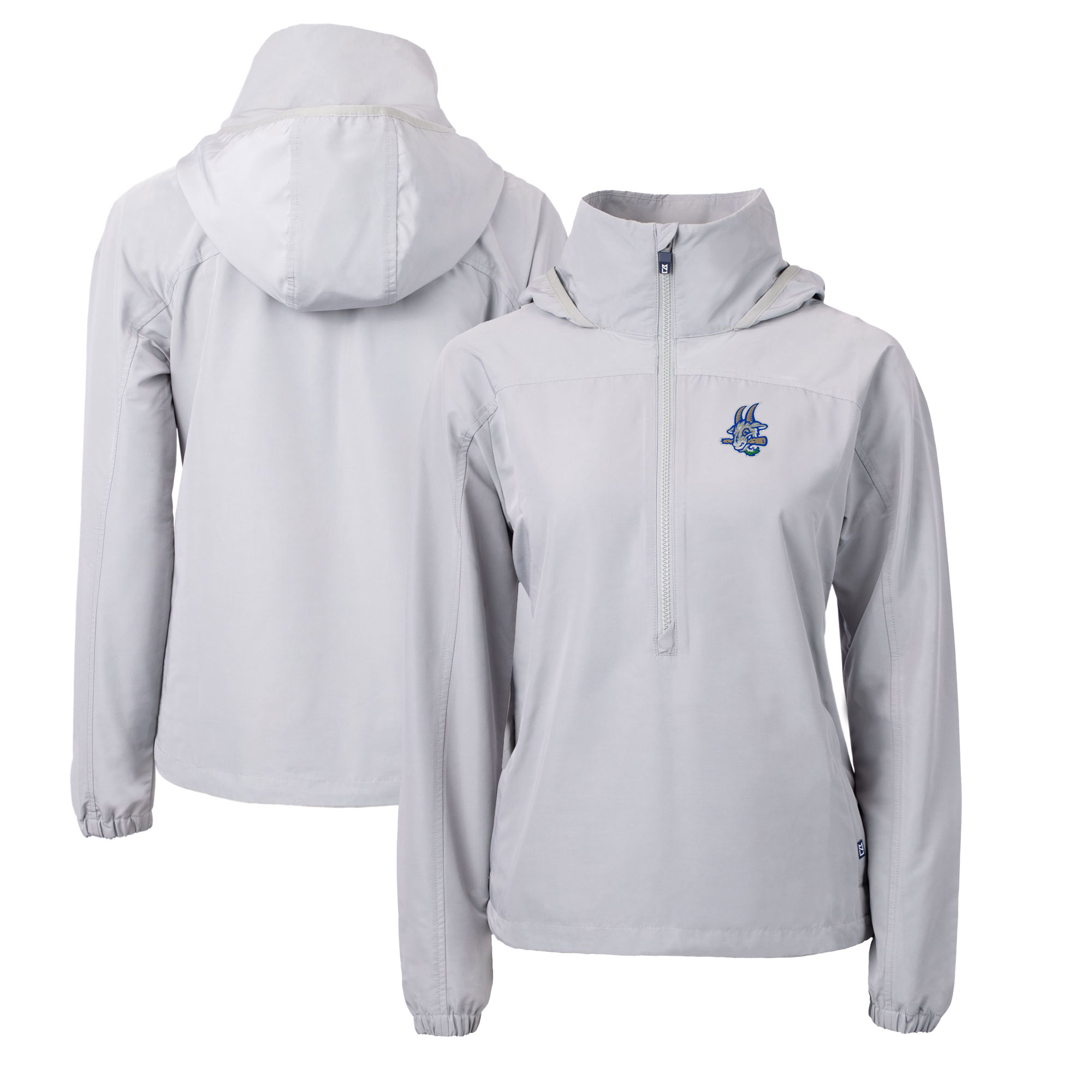 Women's Cutter & Buck Gray Hartford Yard Goats Charter Eco Recycled Half-Zip Anorak Jacket - Image 2