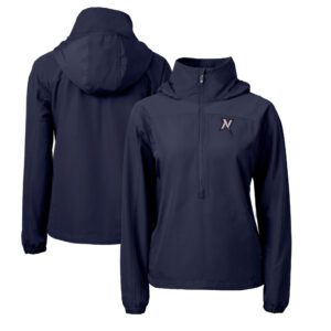 Women's Cutter & Buck Navy Northwest Arkansas Naturals Charter Eco Recycled Half-Zip Anorak Jacket