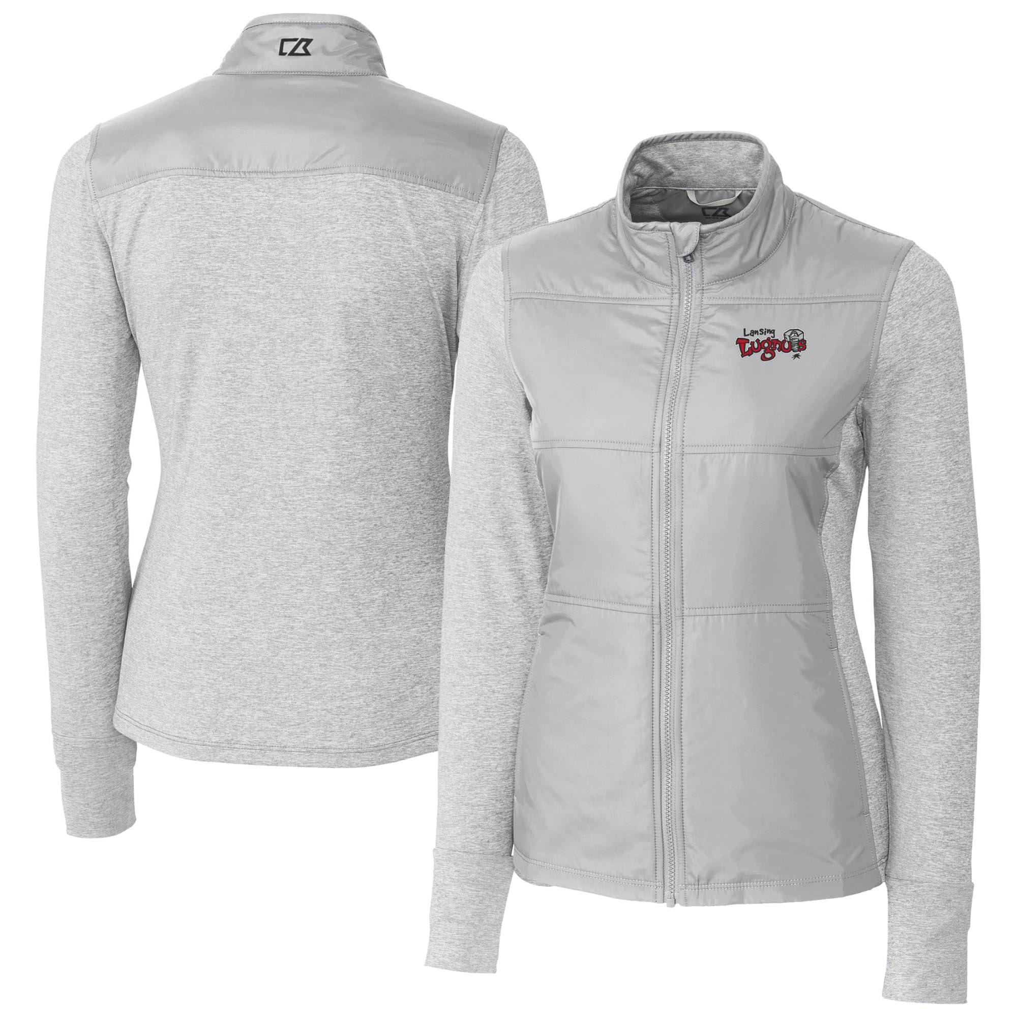 Women's Cutter & Buck Gray Lansing Lugnuts Stealth DryTec Hybrid Quilted Full-Zip Windbreaker Jacket - Image 5