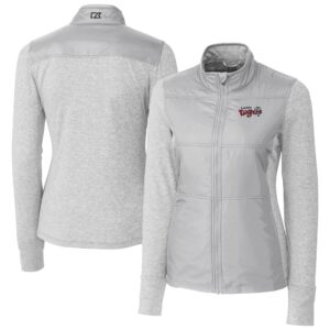 Women's Cutter & Buck  Gray Lansing Lugnuts Stealth DryTec Hybrid Quilted Full-Zip Windbreaker Jacket
