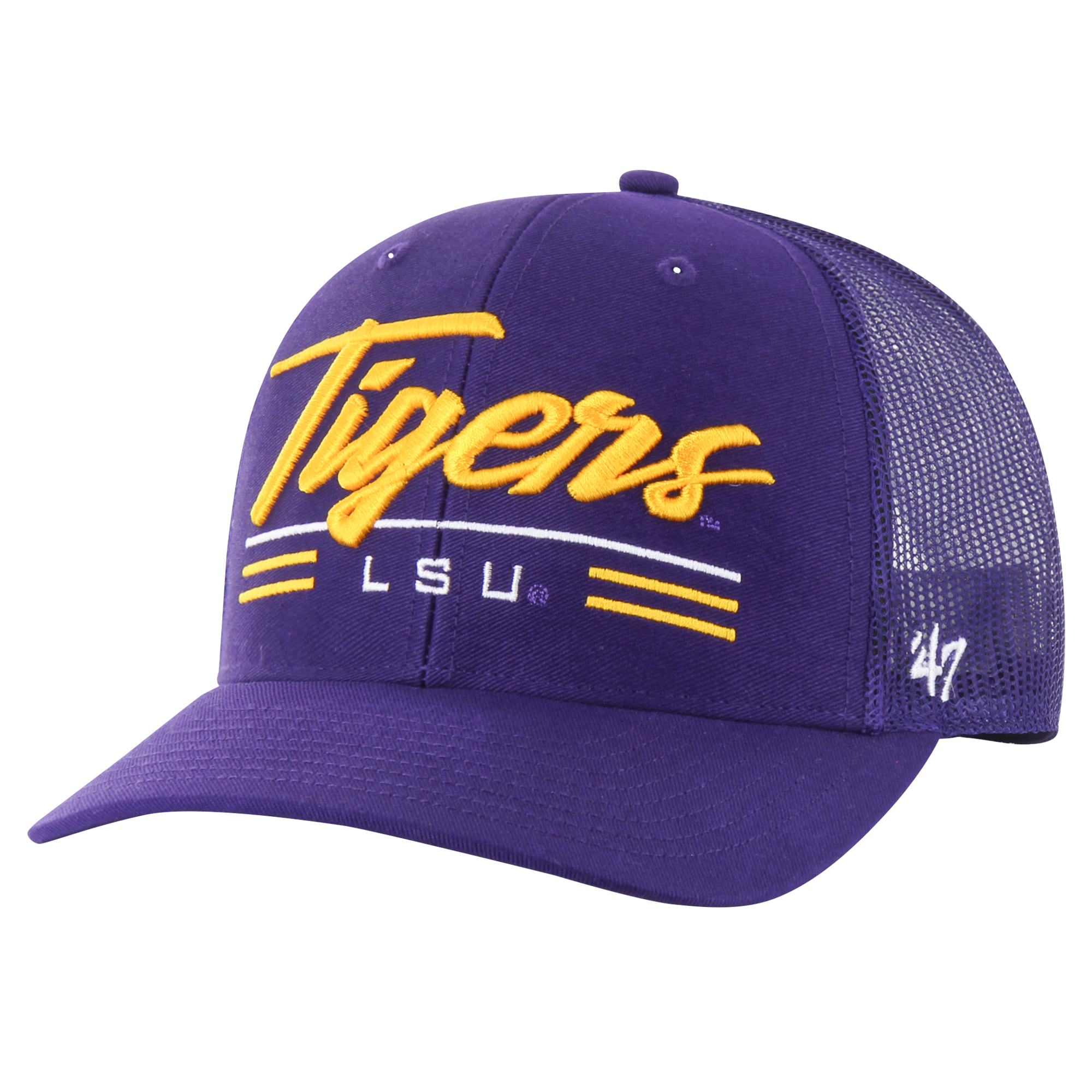 Men's '47 Purple LSU Tigers Garner Trucker Adjustable Hat - Image 5