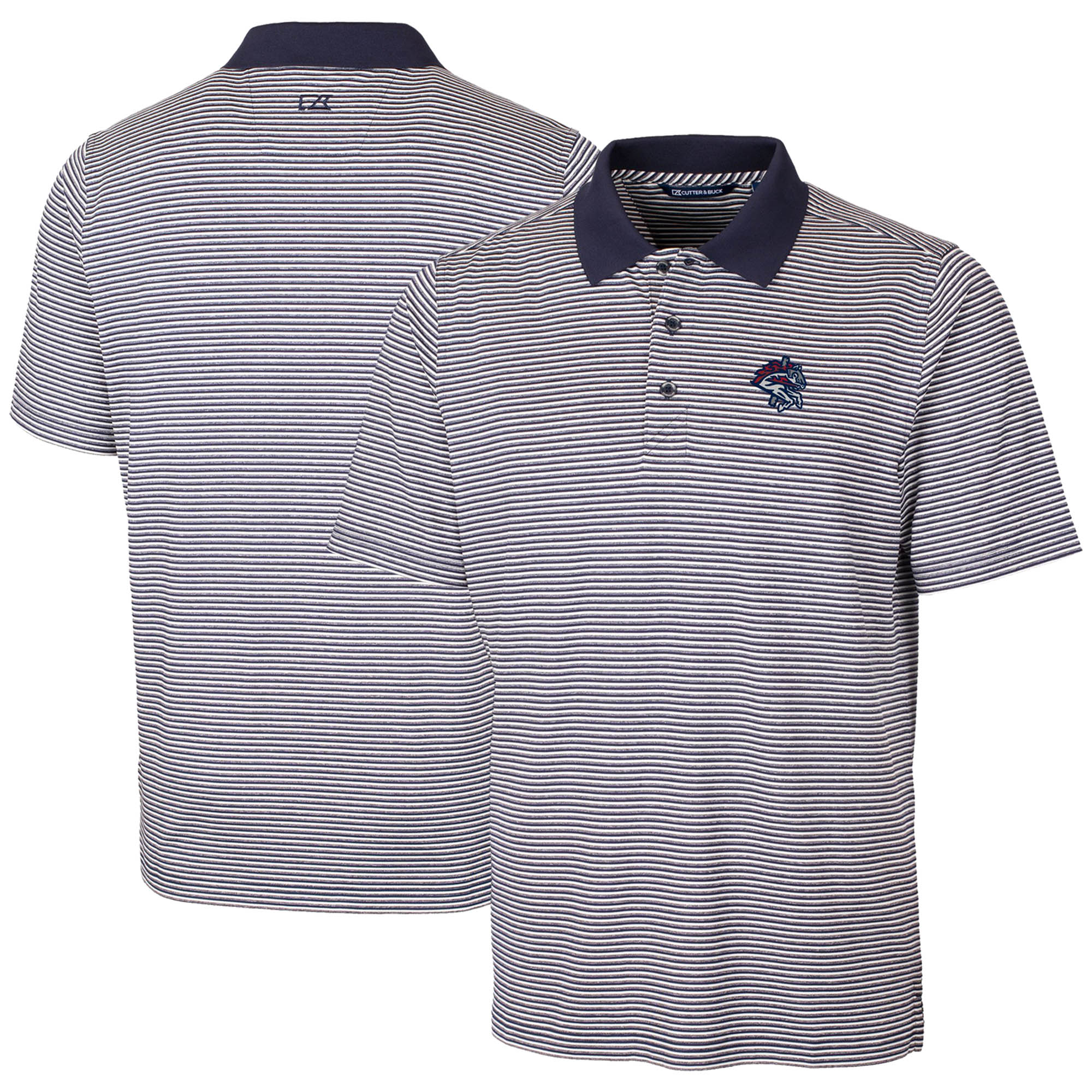 Men's Cutter & Buck Navy Binghamton Rumble Ponies Forge Tonal Stripe Stretch Polo