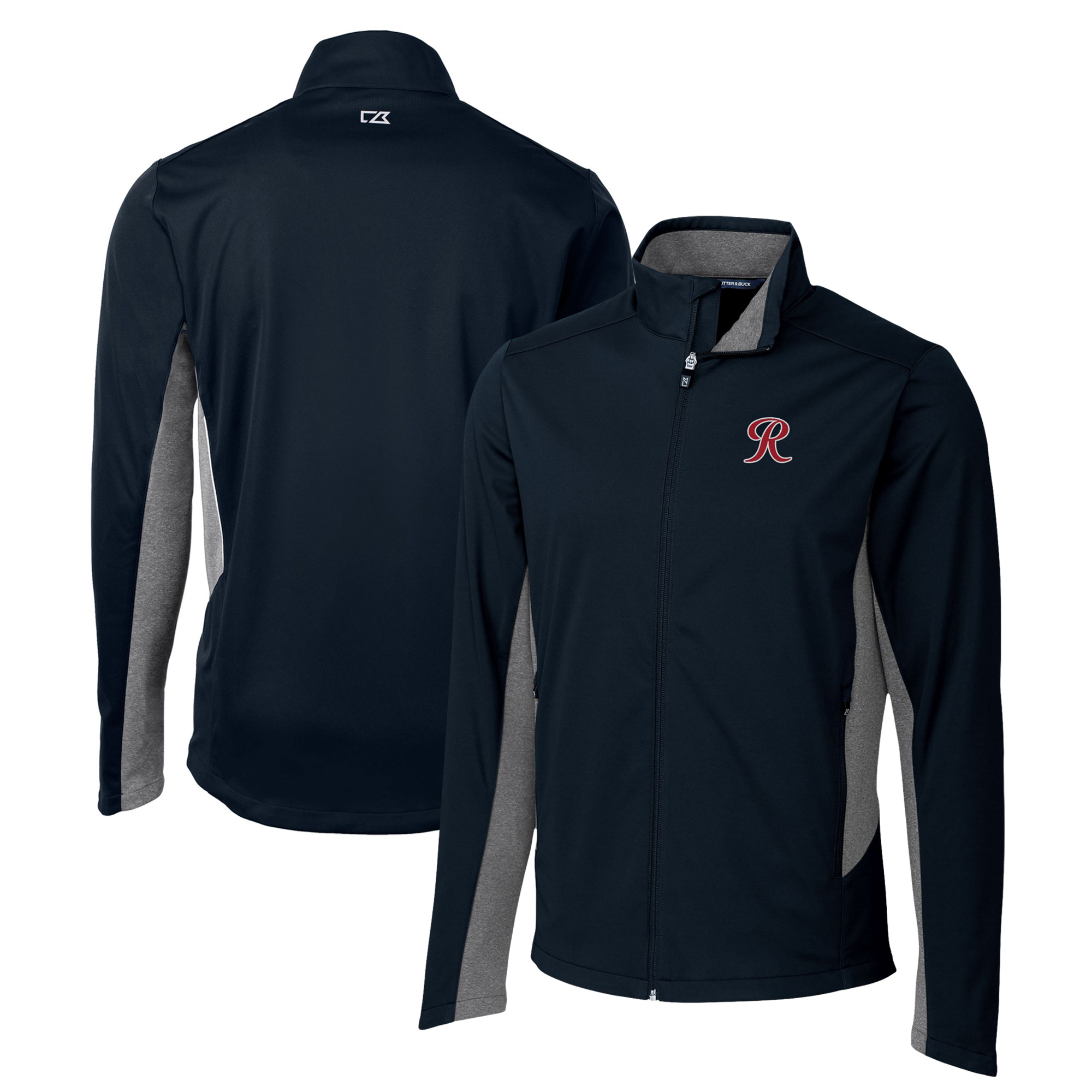 Men's Cutter & Buck Navy Tacoma Rainiers Navigate Softshell Full-Zip Jacket - Image 2