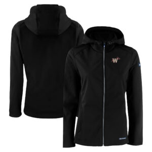 Women's Cutter & Buck  Black Washington Nationals City Connect Evoke Eco Softshell Recycled Full-Zip Hoodie Jacket