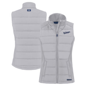 Women's Cutter & Buck  Gray Los Angeles Dodgers City Connect Evoke Hybrid Eco Softshell Recycled Full-Zip Vest