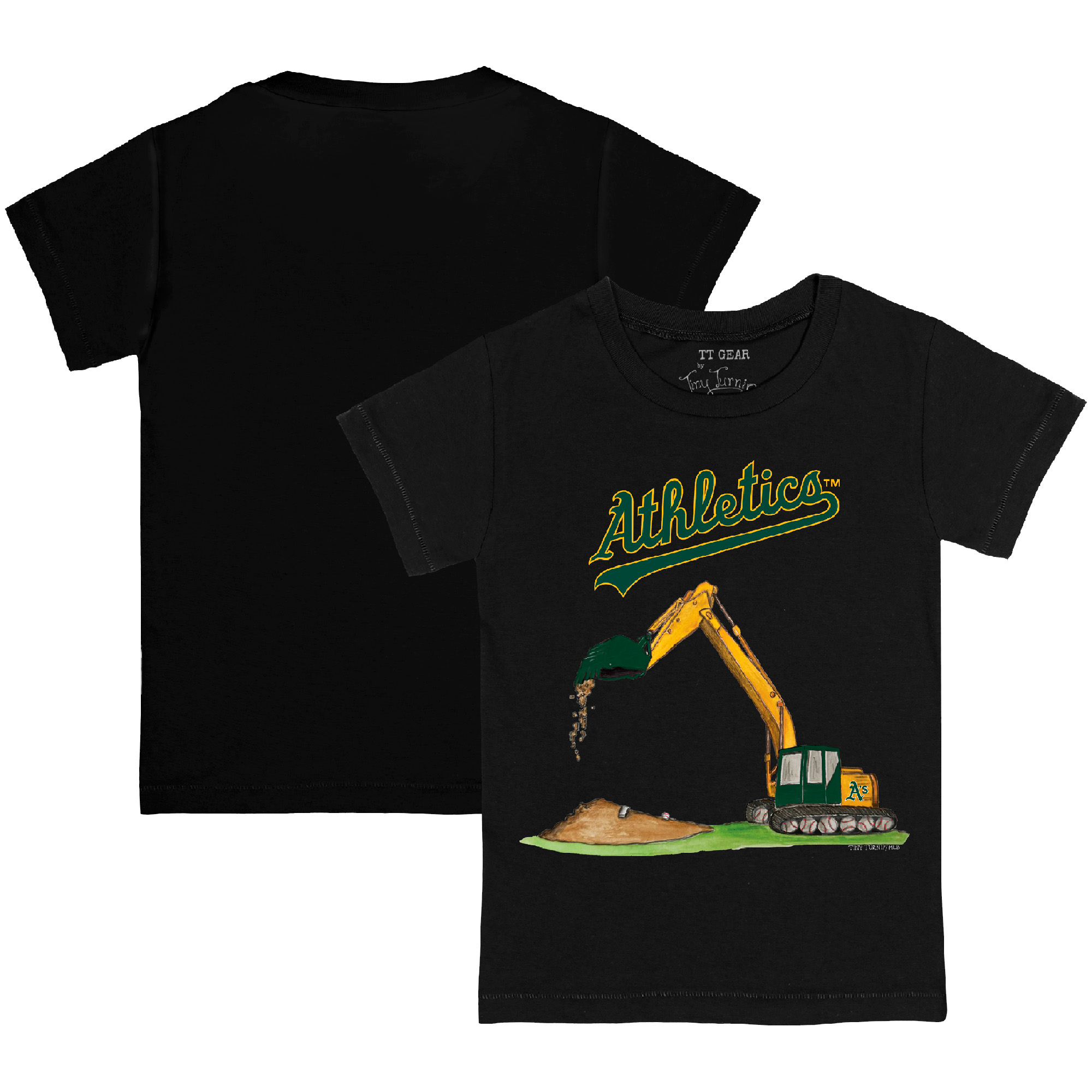 Infant Tiny Turnip Black Oakland Athletics Excavator T-Shirt - Image 5