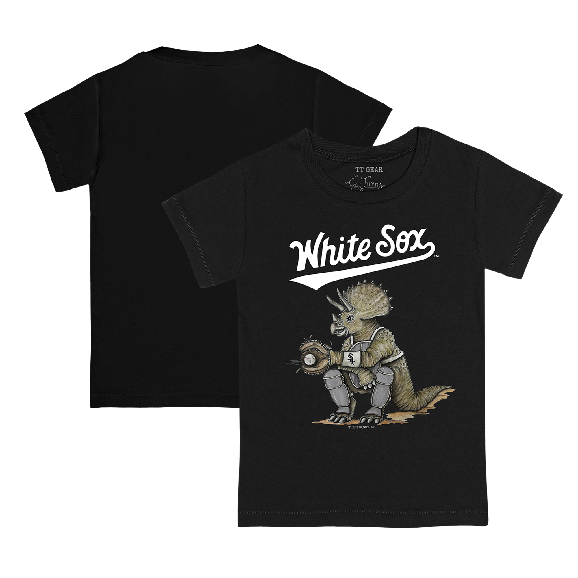 Infant Tiny Turnip Black Chicago White Sox Triceratops T-Shirt - Image 5