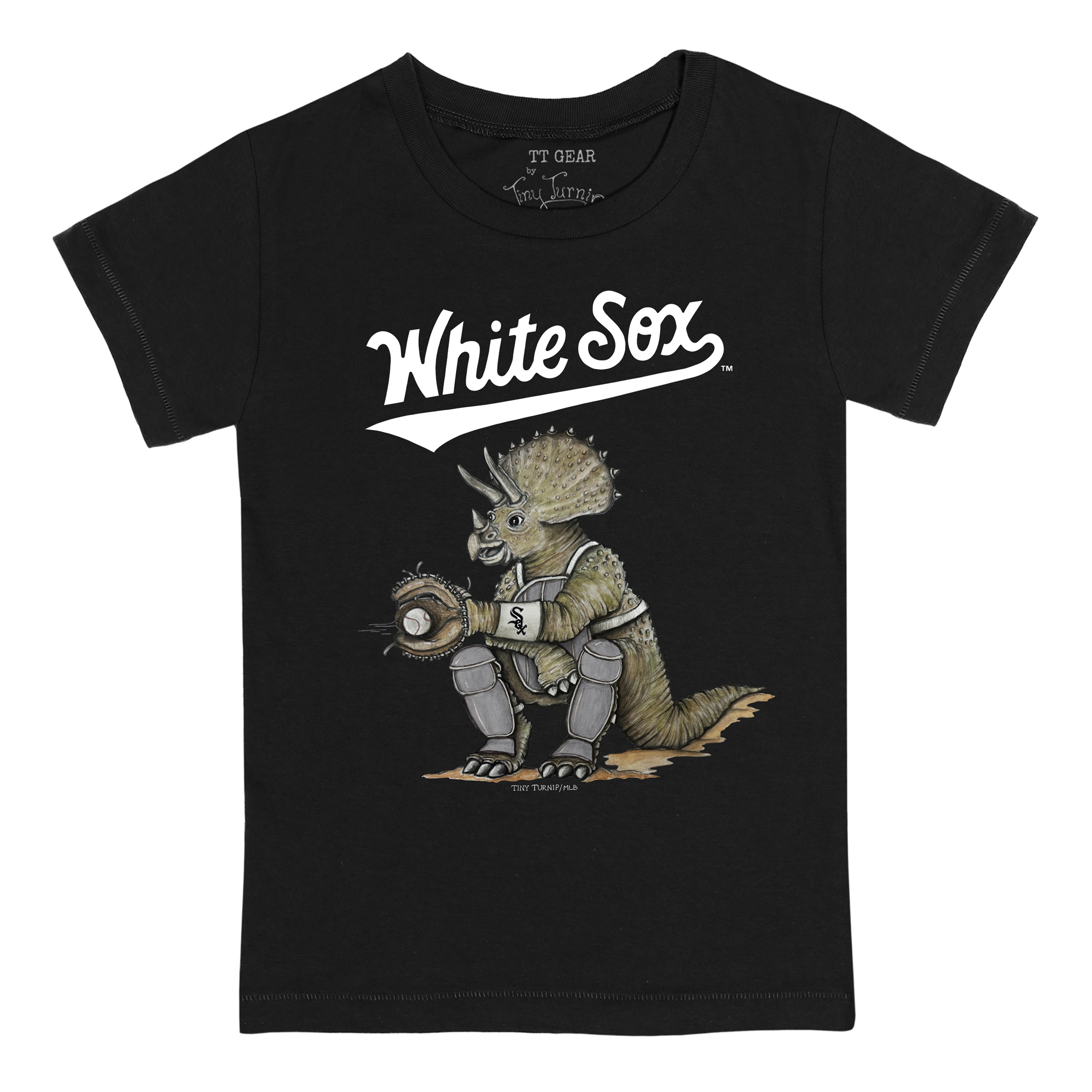 Infant Tiny Turnip Black Chicago White Sox Triceratops T-Shirt - Image 6