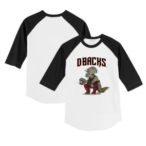 Youth Tiny Turnip White/Black Arizona Diamondbacks Triceratops 3/4-Sleeve Raglan T-Shirt