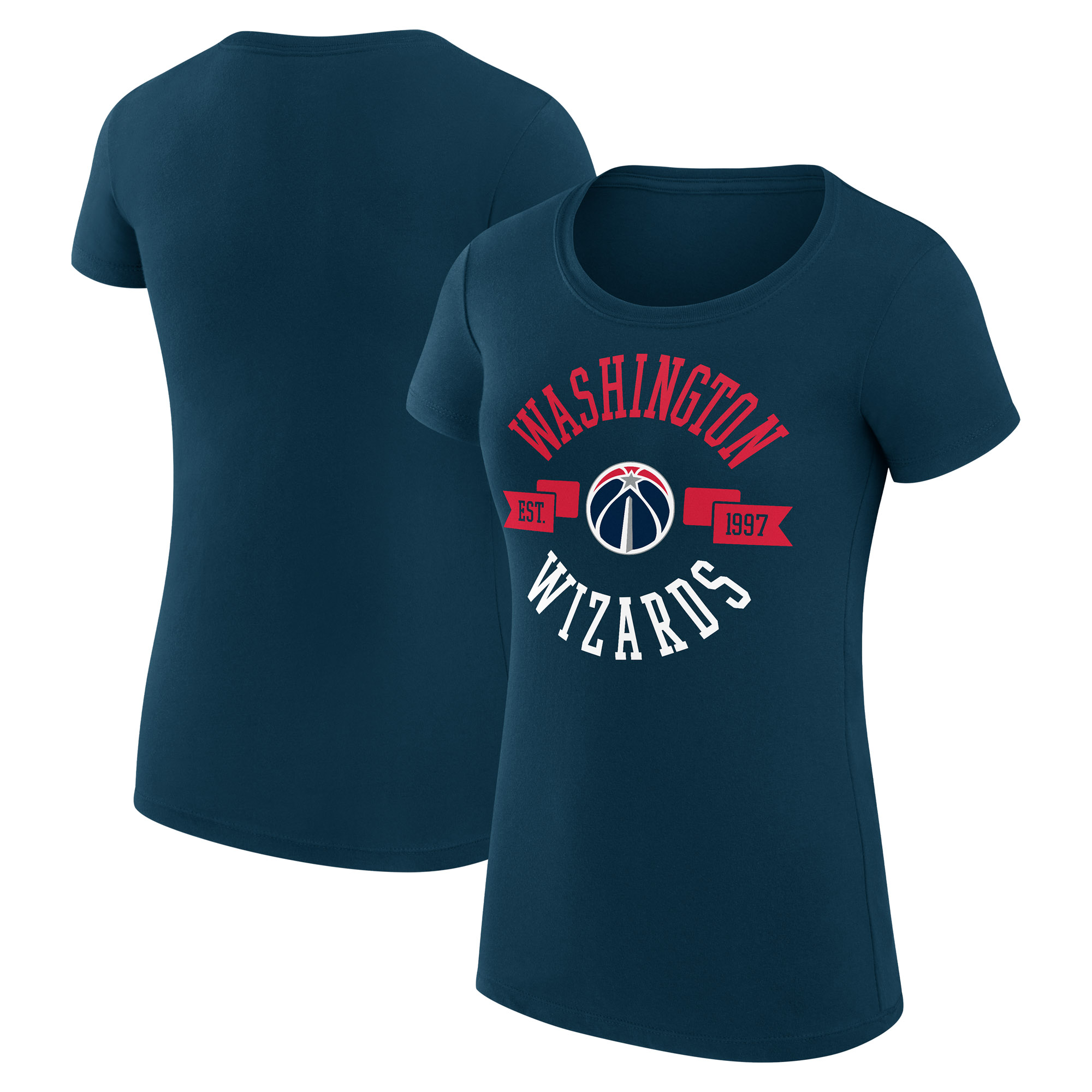 Women's G-III 4Her by Carl Banks Navy Washington Wizards Large City Logo Fitted T-Shirt - Image 2