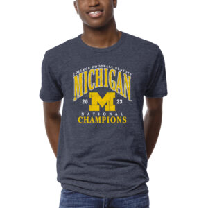 Men's League Collegiate Wear  Heather Navy Michigan Wolverines College Football Playoff 2023 National Champions Arch Over Victory Falls Tri-Blend T-Shirt