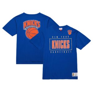 Men's Mitchell & Ness Blue New York Knicks Hardwood Classics Team OG 2.0 Premium Vintage Logo T-Shirt