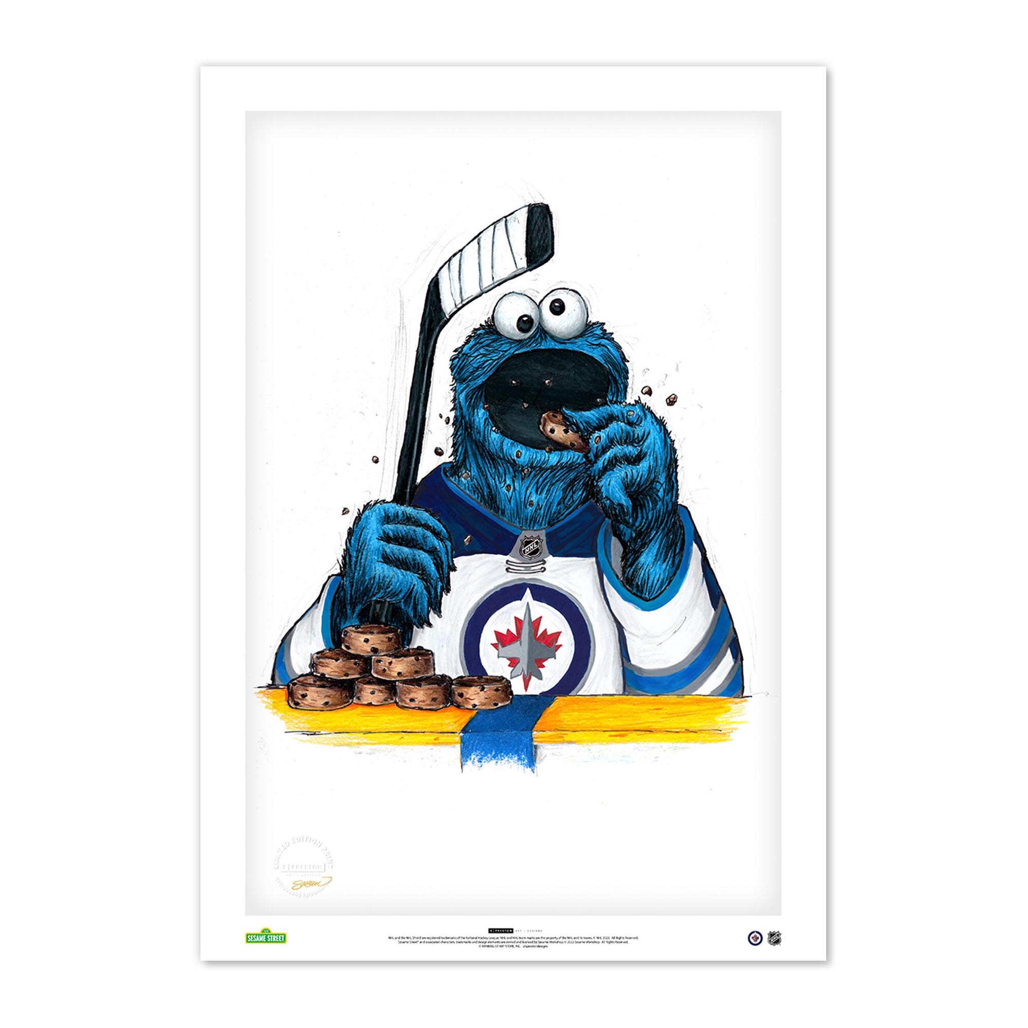 Cookie Monster Winnipeg Jets 24" x 36" Sesame Street Limited Edition Fine Art Print