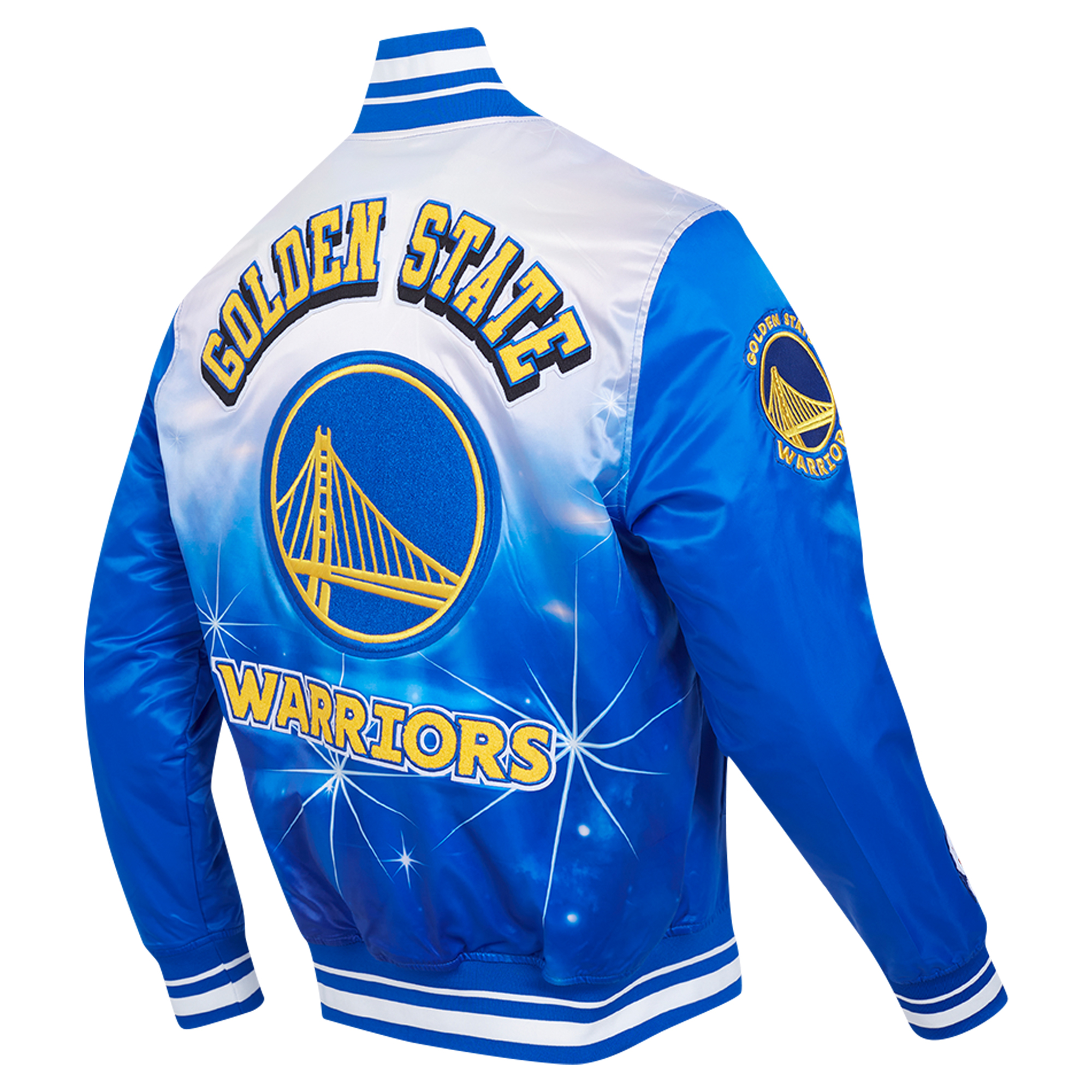 Men's Pro Standard Royal Golden State Warriors Sublimated Satin Full-Snap Jacket - Image 4