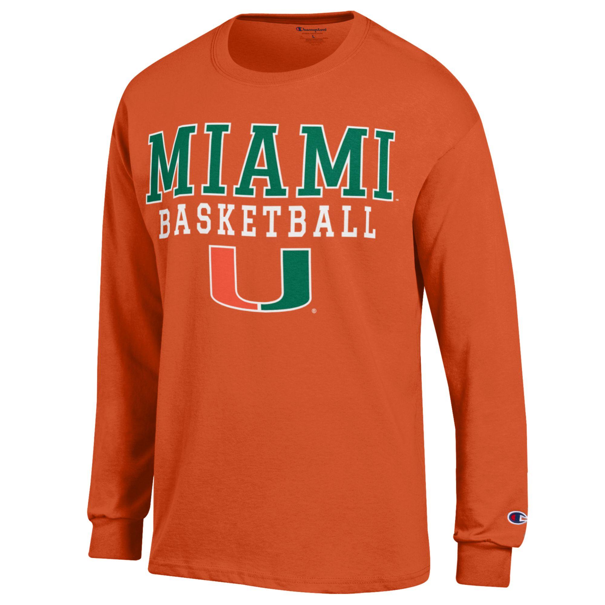 Men's Champion Orange Miami Hurricanes Basketball Stack Long Sleeve T-Shirt - Image 3