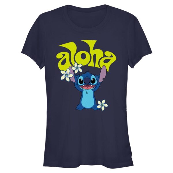 Women's Mad Engine Stitch Navy Lilo and Stitch Aloha Stitch Graphic T-Shirt