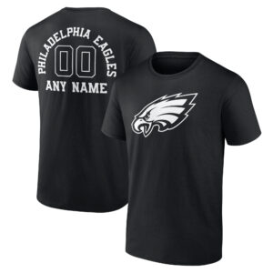Men's  Black Philadelphia Eagles Personalized Name & Number Monochrome T-Shirt
