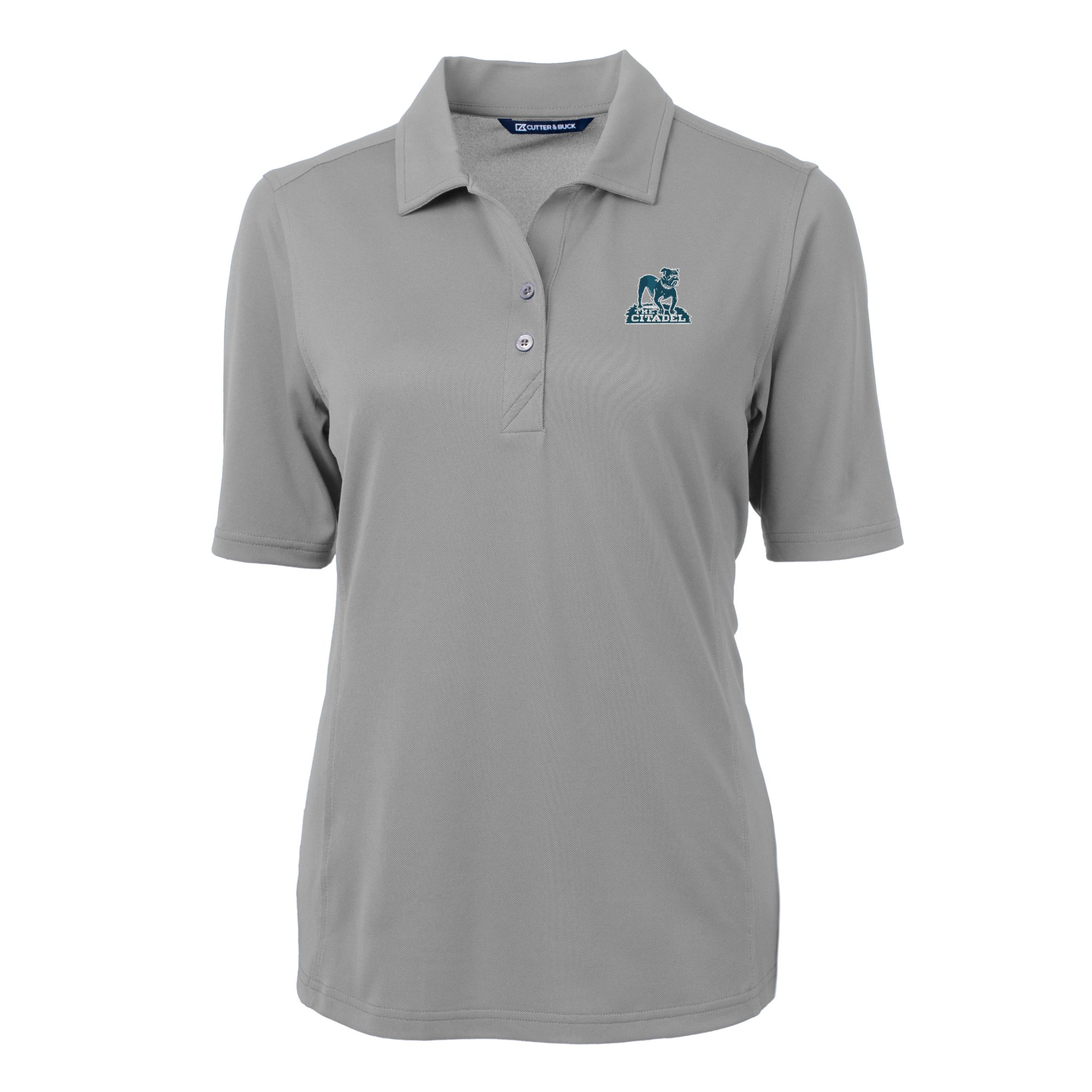 Women's Cutter & Buck Gray Citadel Bulldogs Vault DryTec Virtue Eco Pique Recycled Polo - Image 3